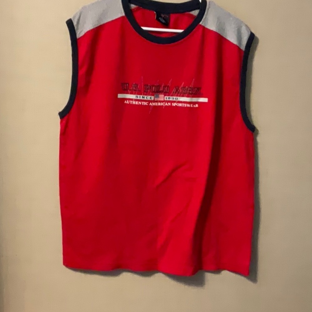 U.S. Polo Assn. Red and Gray Color-Block Tank Top